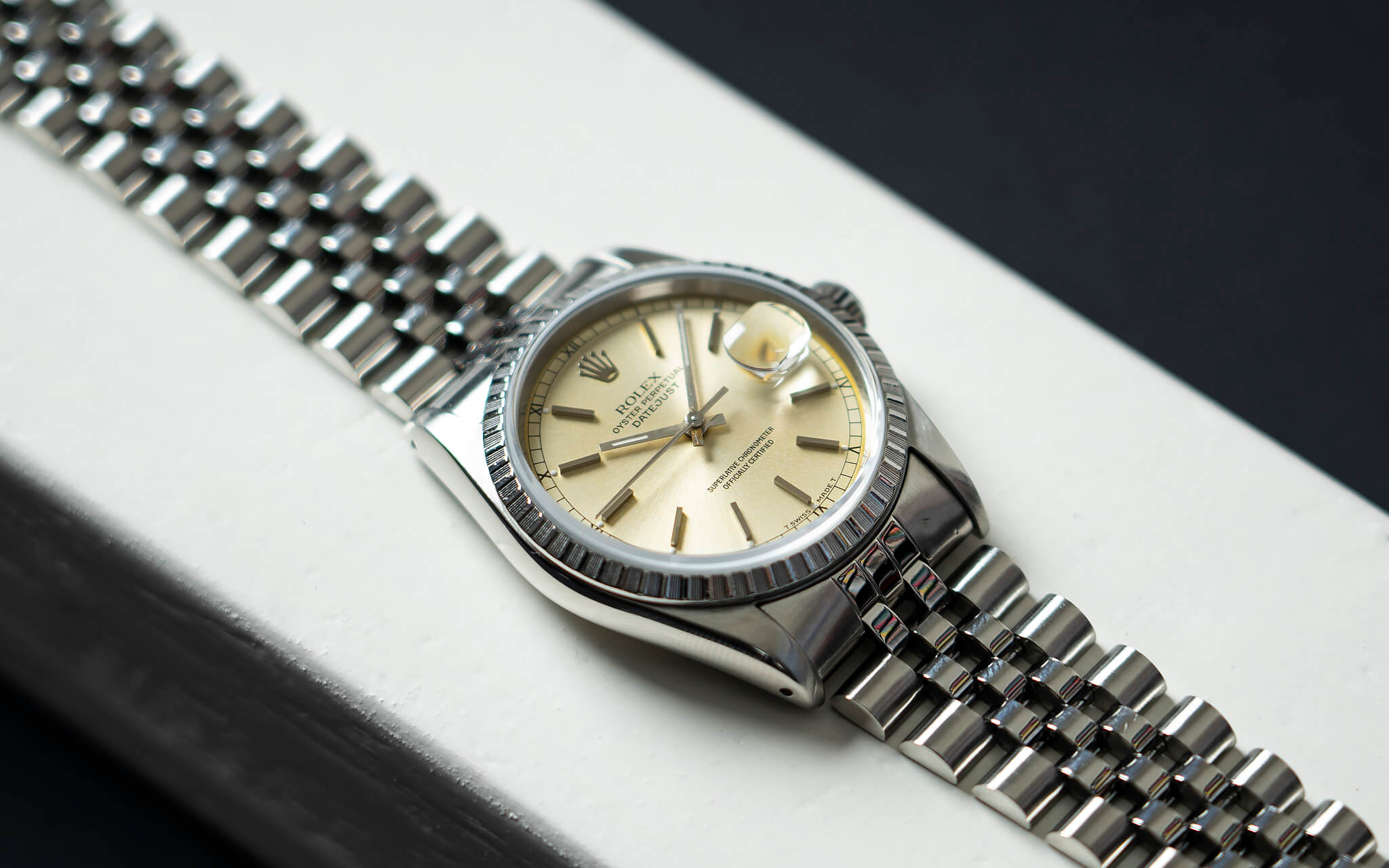 rolex datejust two tone champagne dial